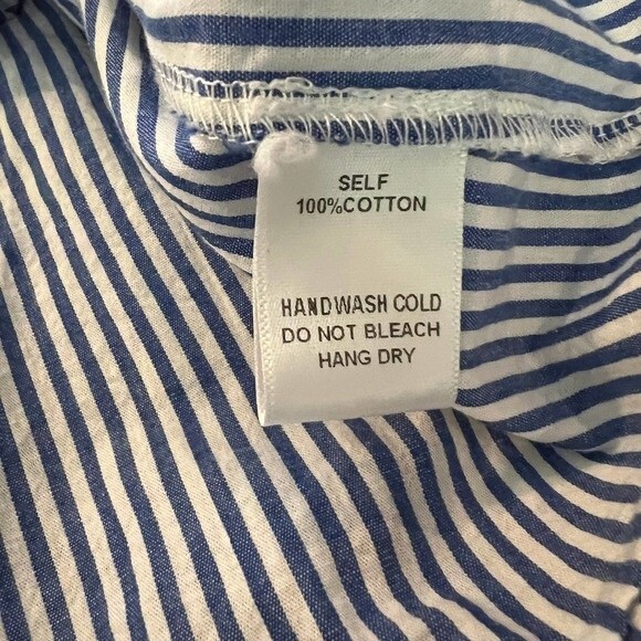 Soprano blue striped top off the shoulder long sleeve blouse size M - Picture 13 of 15